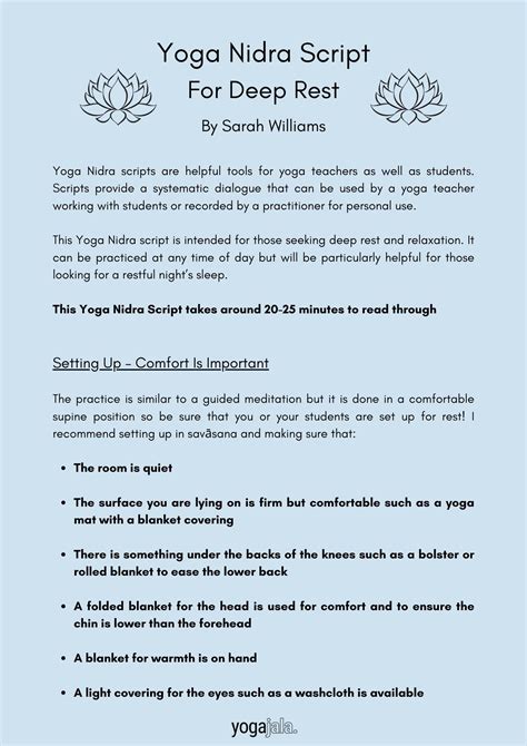 20 minute yoga nidra script